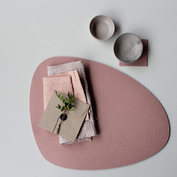 Filz-Untersetzer "Stone" - 15x13 cm (Rosa/Powder) von HEY-SIGN