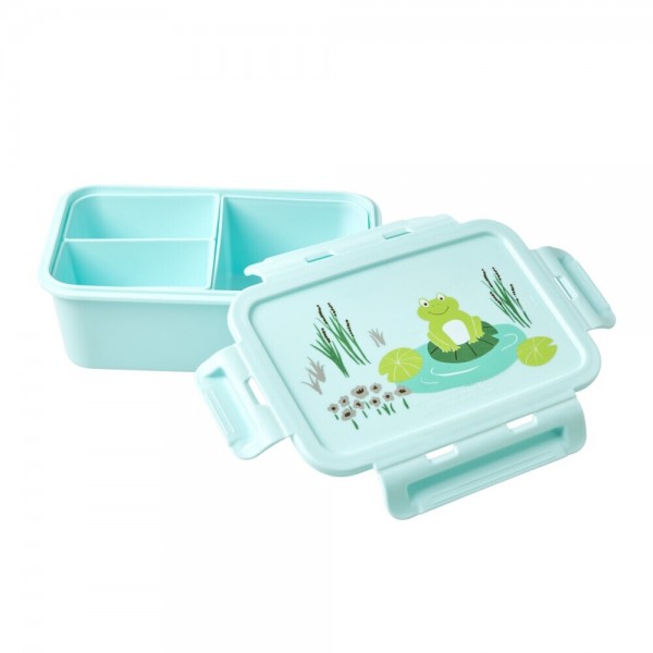 rice Brotdose mit 3 Fächern "Frog/Frosch" (Blau)