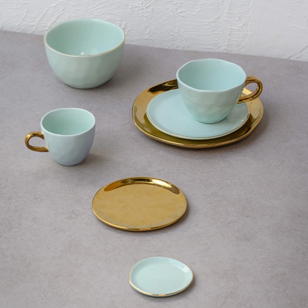 Mini-Teller "Good Morning" - ø9cm (Celadon-Grün/Gold) von Urban Nature Culture