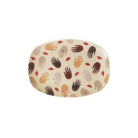 rice Melamin Platte "Hands & Kisses" - Rechteckig/Klein (Creme/Rot)
