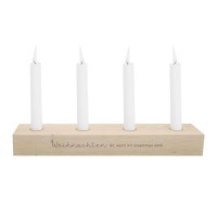 Adventskerzenbrett aus Eiche "Weihnachten" - 35x8x4 cm (Natur) von Eulenschnitt