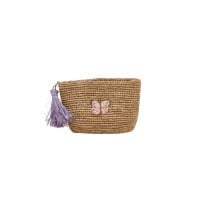 rice Clutch "Raffia - Butterfly" - 14x4x9 cm (Lavender/Tea)