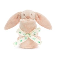 Jellycat Kuscheltier Hase mit Schmusedecke "Bashful Blush Bunny" - 15x34x34 cm (Creme)