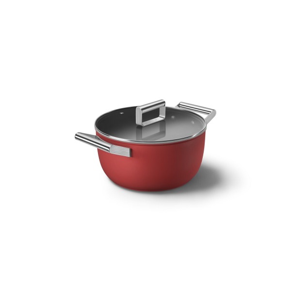 smeg Kochtopf "50's Retro Style" mit 2 Griffen und Deckel - ø 24 cm (Rot)