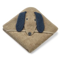 Baby-Handtuch mit Kapuze "Albert Hund" (Oat/Blau) von Liewood