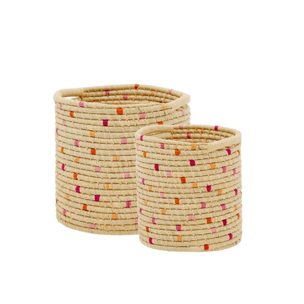 rice Korb "Raffia" im 2er-Set (Rot)