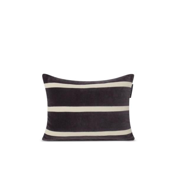 Kissenbezug aus Baumwollsamt "Striped" - 40x30 cm (Grau/Beige) von Lexington