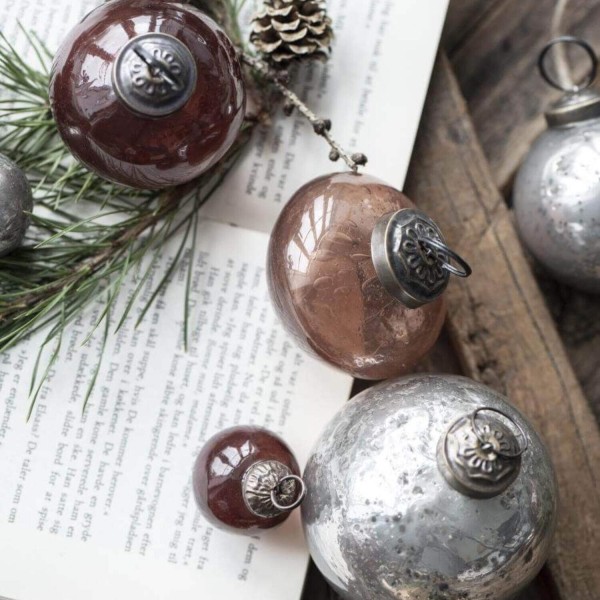 Ib Laursen Weihnachtskugel "Pebbled" - 5,8x6,5 cm (Silber)