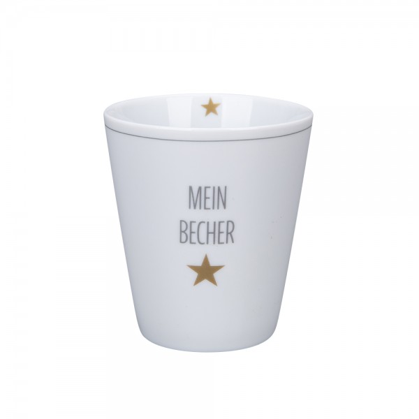 Krasilnikoff Happy Mug "Mein Becher" (Weiß / Gold)