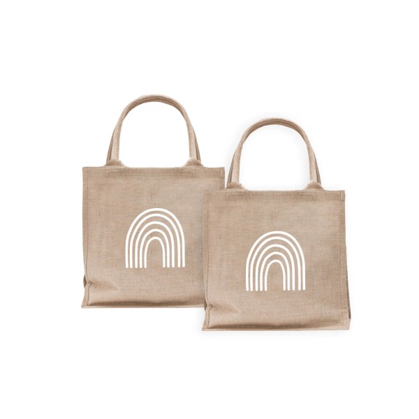 Mini Jute-Shopper "Regenbogen" - 2er-Set (Natur) von Eulenschnitt