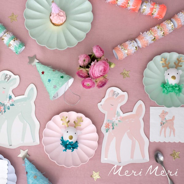 Rentier-Pappteller - 8er-Set (Pastell) von Meri Meri