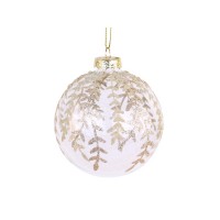Weihnachtskugel "Blätter" mit Glitzer - ø8cm von Chic Antique
