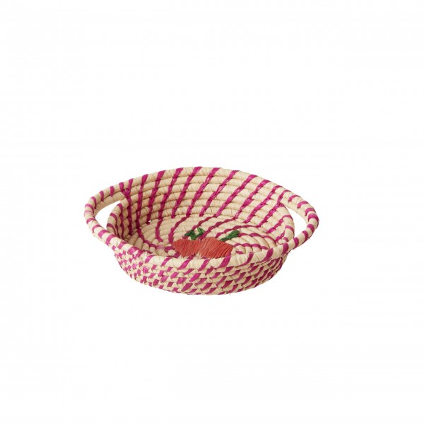 rice Körbchen aus Raffia - Oval (Rosa)