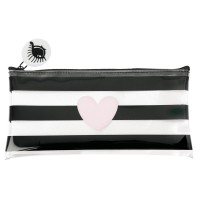 Miss Étoile Mäppchen "Heart And Stripes" - 21 cm (Rosé/Schwarz)