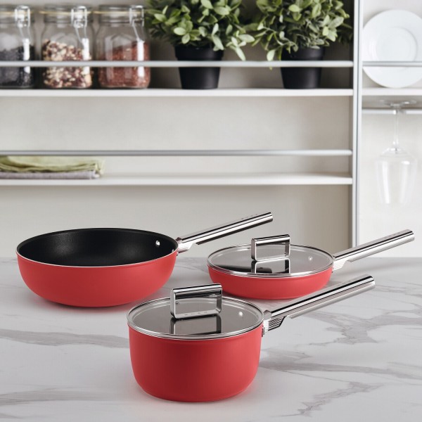 smeg Stielkasserolle "50's Retro Style" mit Deckel - 20 cm (Rot)