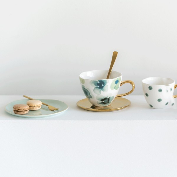 Kuchenteller "Good Morning" - ø17cm (Celadon-Grün/Gold) von Urban Nature Culture