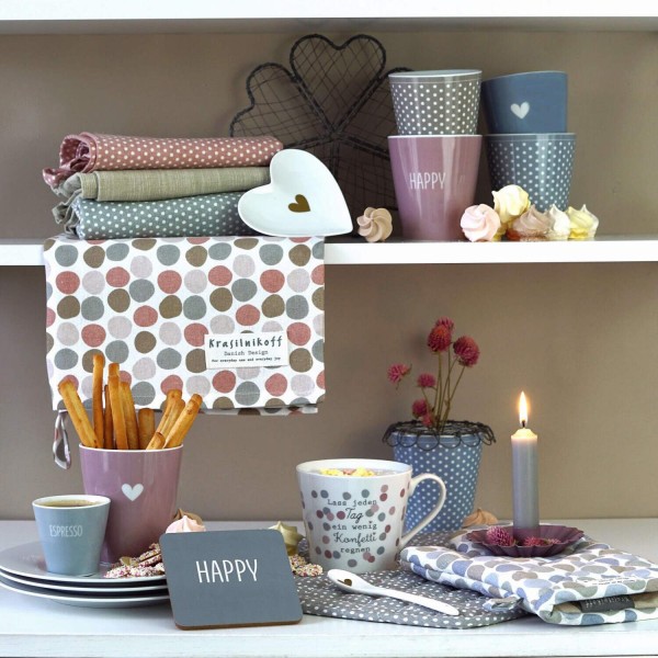 Krasilnikoff Happy mug ohne Henkel "Colourful Heart" (Dusty Rose)