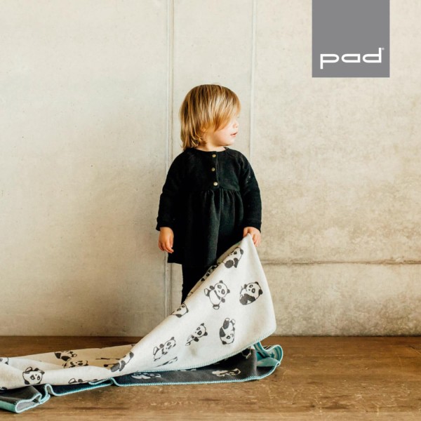 Babydecke "Panda" - 100x150cm (Blau) von pad