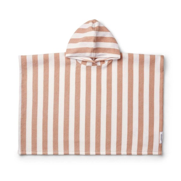 Badeponcho für Kinder "Paco - Stripe" (Weiß/Tuscany Rose) von Liewood