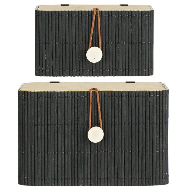 Ib Laursen Bambus-Schachtel mit Deckel im 2er-Set (Schwarz)