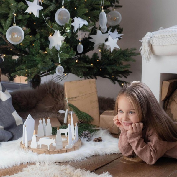 Lichtobjekt rund "XMAS - Krippe" - 16-tlg. (Weiß) von räder Design