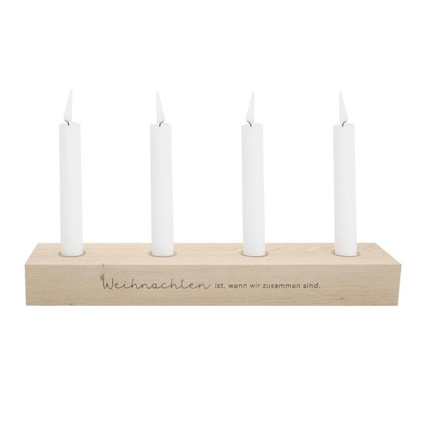Adventskerzenbrett aus Eiche "Weihnachten" - 35x8x4 cm (Natur) von Eulenschnitt