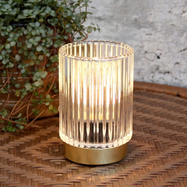 LED-Tischleuchte mit Rillen - ø8,5cm (Transparent) von Chic Antique
