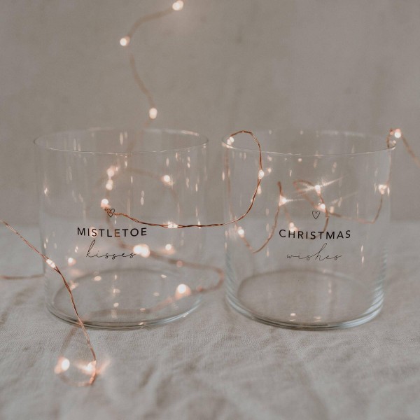 Trinkglas "Christmas" im 2er-Set - 320 ml (Transparent/Schwarz) von Eulenschnitt