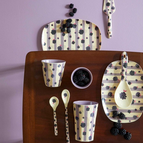rice Melamin Platte "Blackberry/Brombeere" - Rechteckig (Creme/Lila)