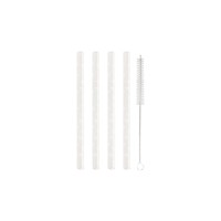 Glas-Strohhalme "Herzen" im 4er-Set - 13 cm (Transparent/Weiß) von Eulenschnitt