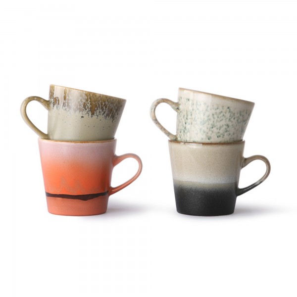 Kaffeetasse im 4er-Set "70s ceramics" (Orange/Braun) von HKliving