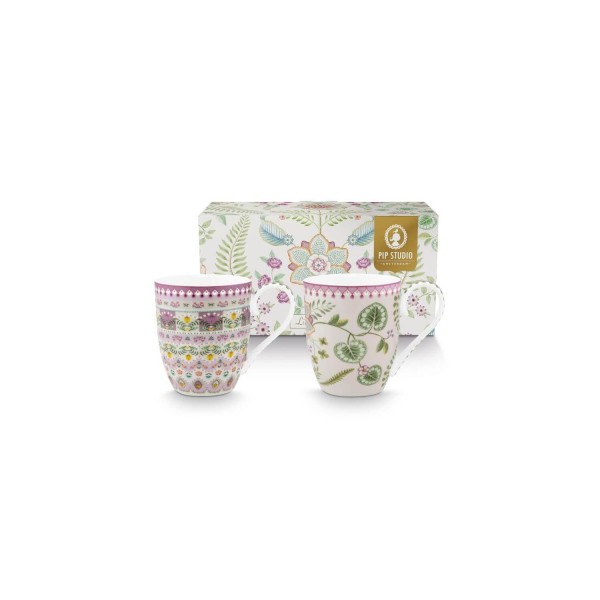 Pip Studio XL-Tasse "Lily & Lotus" im 2er-Set - 450 ml (Bunt)