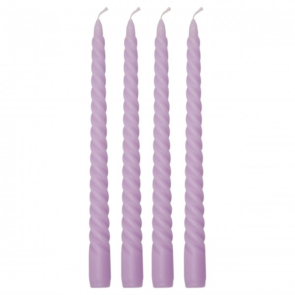 GreenGate Kerzen im 4er-Set (Lavender/Gerillt)