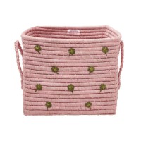 rice Korb "Raffia - Clover" - Quadratisch (Pink)