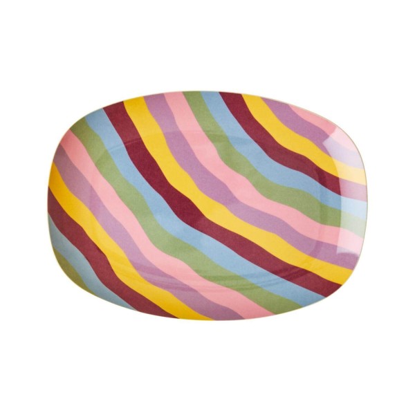 rice Melamin Platte rechteckig "Funky Stripes" - Klein (Bunt)