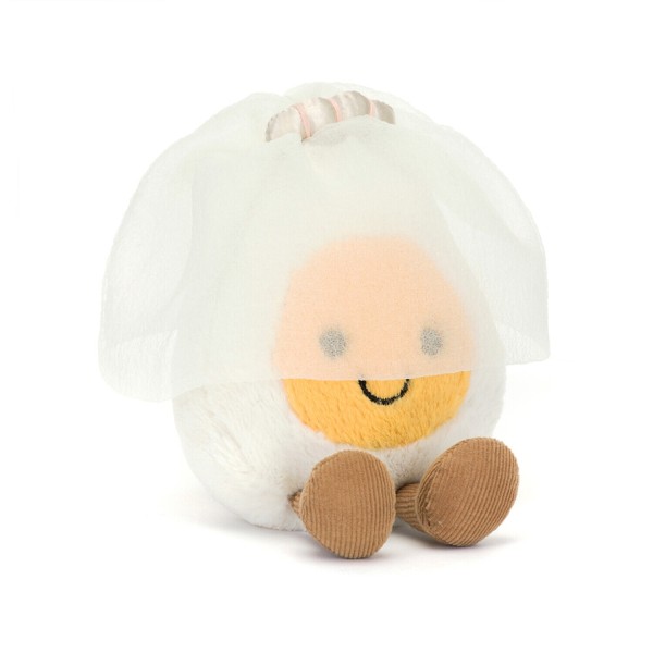 Jellycat Kuscheltier gekochtes Ei Amuseable "Braut" - 14 cm (Weiß/Gelb)