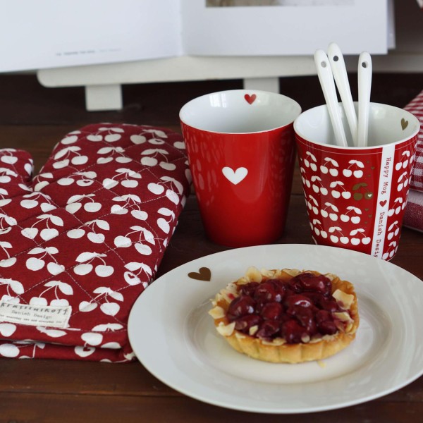 Krasilnikoff Happy mug ohne Henkel "Colourful Heart" (Scarlet Red)
