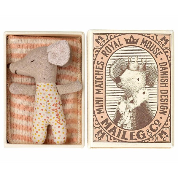 Maileg Maus "Sleepy/Wakey" in Streichholzschachtel - Baby Maus (Rosa)