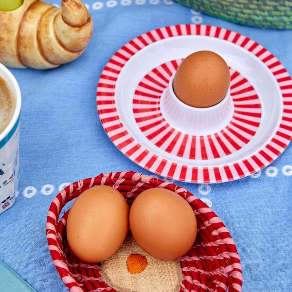 rice Brotkorb aus Raffia "Fried egg/Spiegelei" - Oval (Rot)