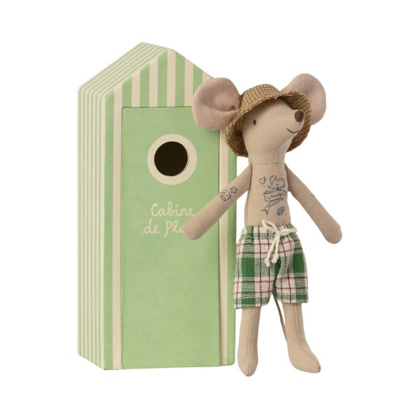 Maileg Papa-Maus mit Strand-Haus (Grün)