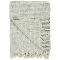Ib Laursen Plaid mit Streifenmuster - 160x130cm (Creme/Hellblau)