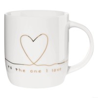 Henkelbecher "To the one I love" - ø 8,7 cm (Weiß/Gold)