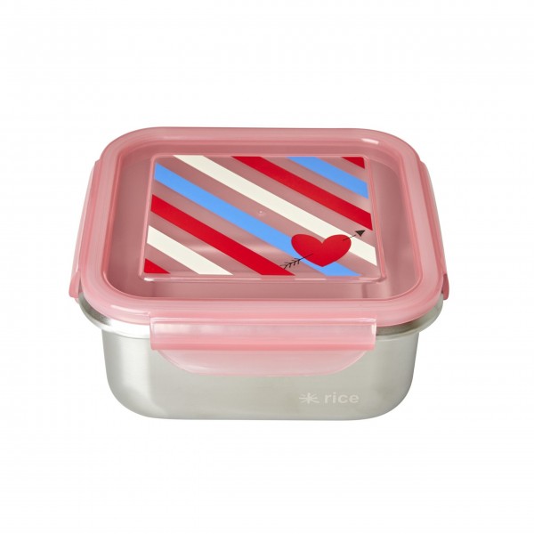 rice Lunchbox aus Edelstahl "Candy Stripes" - Quadratisch