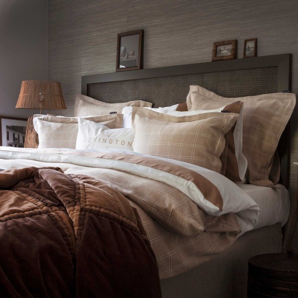 Bettdeckenbezug aus Baumwollsatin "Streifen" - 135x200 cm (Braun/Weiß) von Lexington