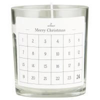 Ib Laursen Glas mit Paraffinkerze & Etikett 1-24 - ø 7,3 cm (Transparent/Weiß)