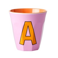 rice Melamin Becher "Buchstabe A" - Medium (Rosa)