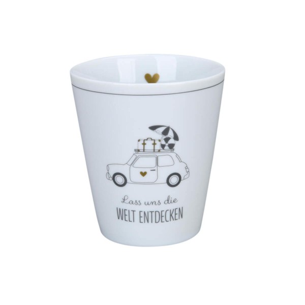 Krasilnikoff Happy Mug "Lass uns die Welt entdecken" (Weiß)