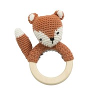 Gehäkelter Greifring "Sparky der Fuchs" (Rotbraun) von sebra
