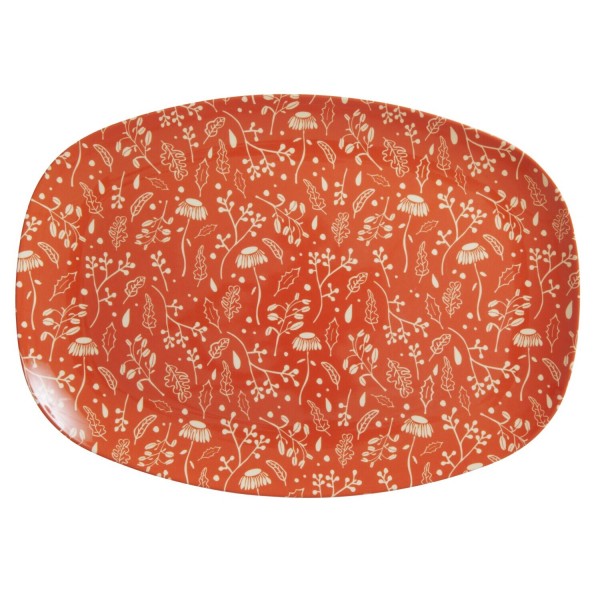 rice Melamin Platte "Fall/Herbst" - Rechteckig (Orange)
