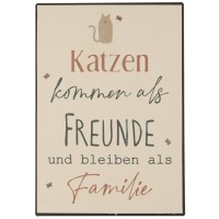 Ib Laursen Metallschild "Katzen kommen als Freunde" - 14x20 cm (Beige)
